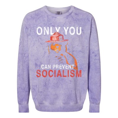 Only Can You Prevent Maga Socialism Funny Gift Colorblast Crewneck Sweatshirt