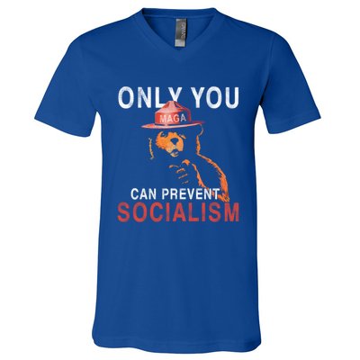 Only Can You Prevent Maga Socialism Funny Gift V-Neck T-Shirt