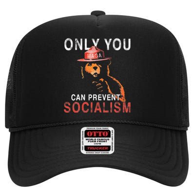 Only Can You Prevent Maga Socialism Funny Gift High Crown Mesh Back Trucker Hat