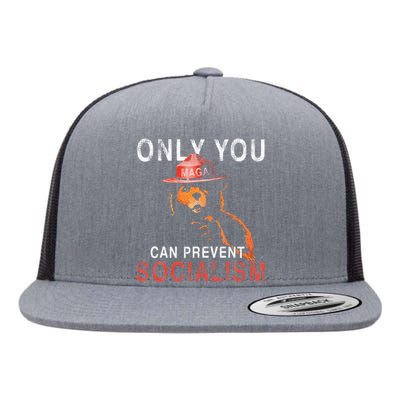 Only Can You Prevent Maga Socialism Funny Gift Flat Bill Trucker Hat