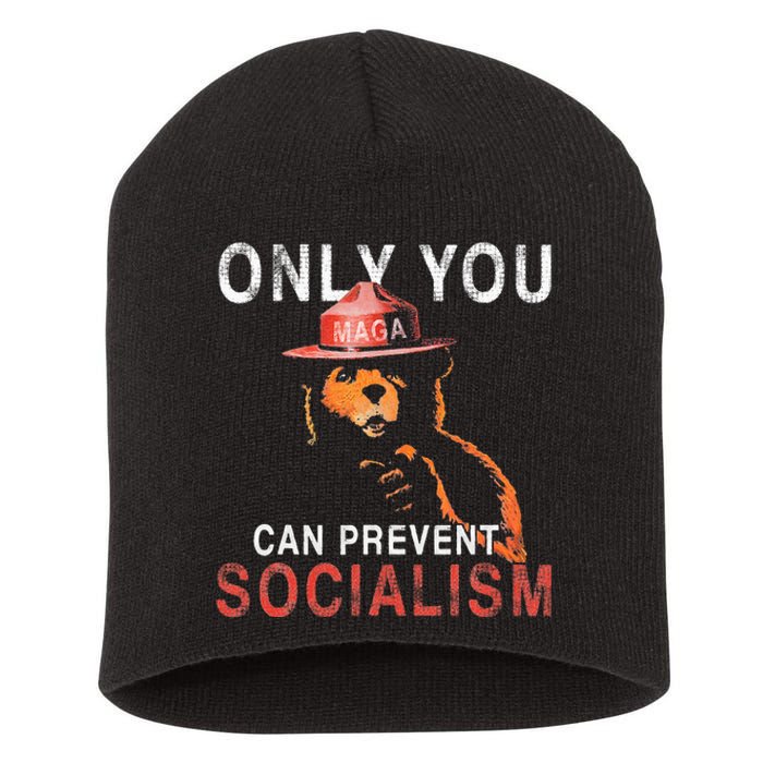 Only Can You Prevent Maga Socialism Funny Gift Short Acrylic Beanie