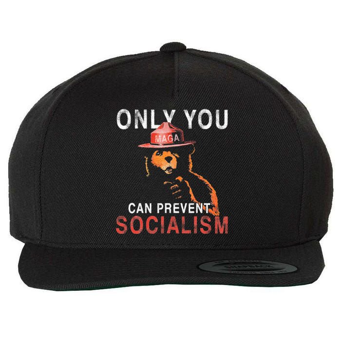 Only Can You Prevent Maga Socialism Funny Gift Wool Snapback Cap