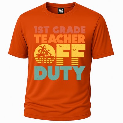 Off Duty 1St Grade Teacher Tropical Summer Vacation Break Gift Cooling Performance Crew T-Shirt