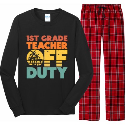 Off Duty 1St Grade Teacher Tropical Summer Vacation Break Gift Long Sleeve Pajama Set