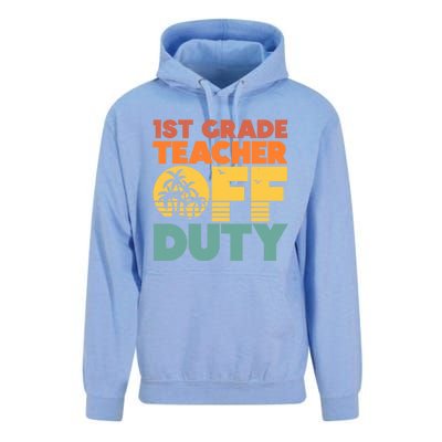 Off Duty 1St Grade Teacher Tropical Summer Vacation Break Gift Unisex Surf Hoodie