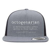 Octogenarian Definition 80 Years Old 80th Birthday Gift Flat Bill Trucker Hat