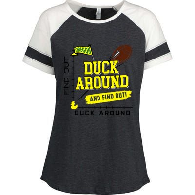 Oregon Duck Around And Find Out Enza Ladies Jersey Colorblock Tee