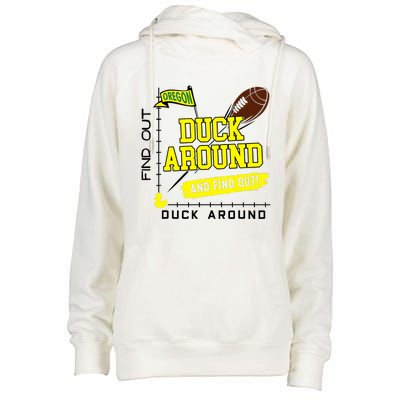 Oregon Duck Around And Find Out Womens Funnel Neck Pullover Hood