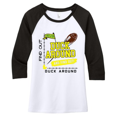 Oregon Duck Around And Find Out Women's Tri-Blend 3/4-Sleeve Raglan Shirt