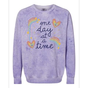 One Day At A Time Rainbow Colorblast Crewneck Sweatshirt