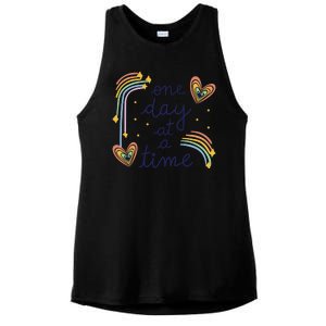 One Day At A Time Rainbow Ladies PosiCharge Tri-Blend Wicking Tank