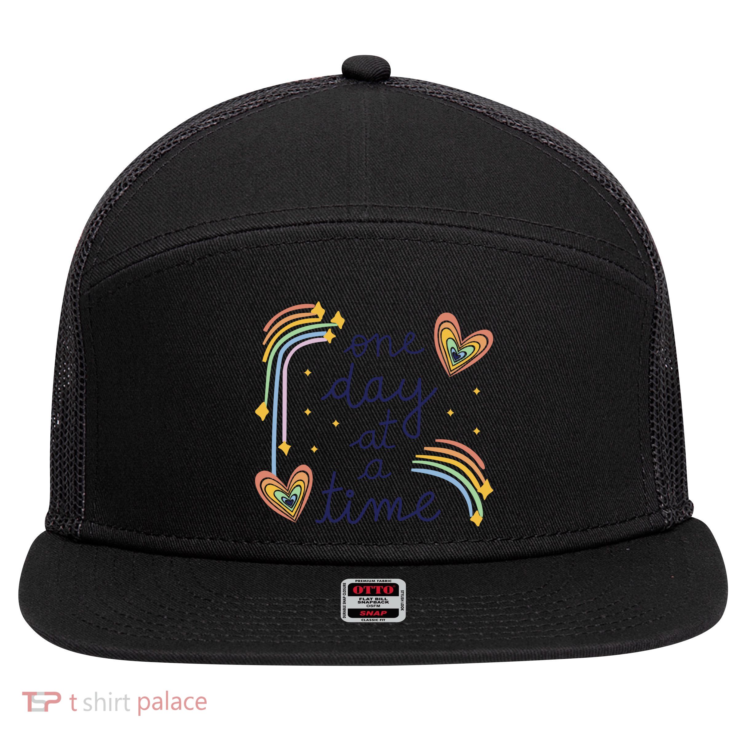 One Day At A Time Rainbow 7 Panel Mesh Trucker Snapback Hat