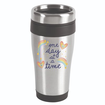 One Day At A Time Rainbow 16oz Travel Tumbler