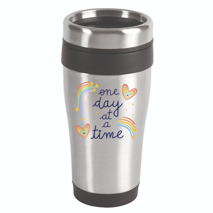 One Day At A Time Rainbow 16oz Travel Tumbler
