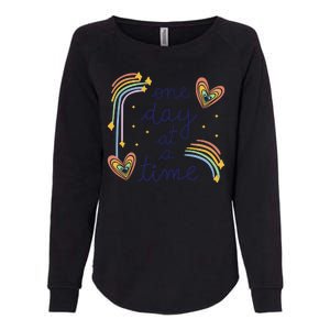 One Day At A Time Rainbow Womens California Wash Sweatshirt