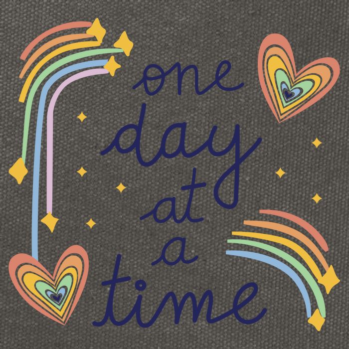 One Day At A Time Rainbow Cotton Canvas Backpack