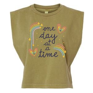 One Day At A Time Rainbow Garment-Dyed Women's Muscle Tee