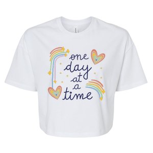 One Day At A Time Rainbow Bella+Canvas Jersey Crop Tee