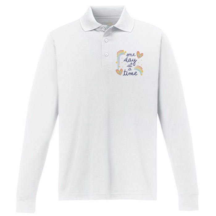 One Day At A Time Rainbow Performance Long Sleeve Polo