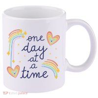 One Day At A Time Rainbow 11oz C Handle Ceramic Mug