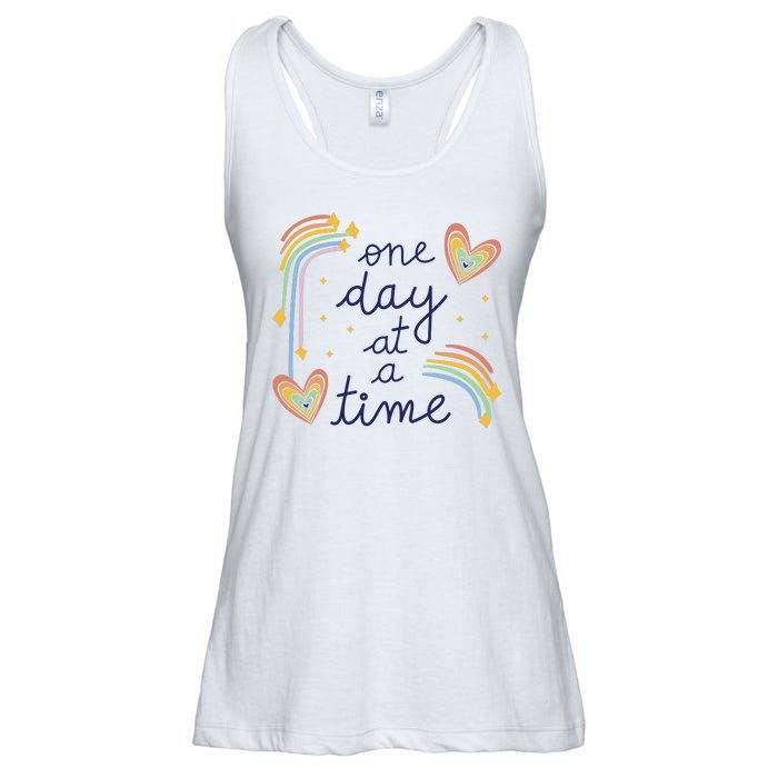 One Day At A Time Rainbow Ladies Essential Flowy Tank