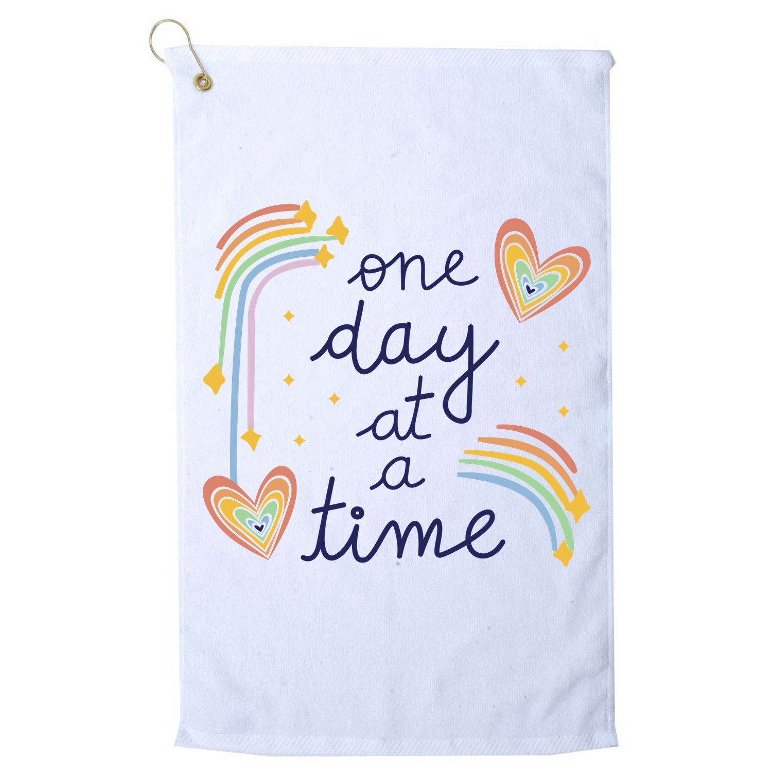 One Day At A Time Rainbow Golf Towel