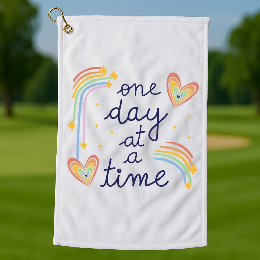 One Day At A Time Rainbow Golf Towel