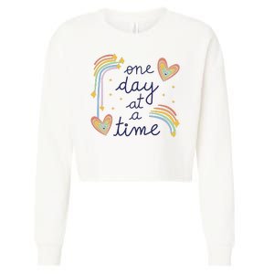 One Day At A Time Rainbow Cropped Pullover Crew