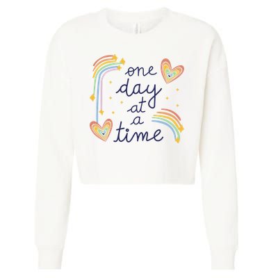 One Day At A Time Rainbow Cropped Pullover Crew