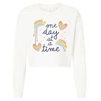One Day At A Time Rainbow Cropped Pullover Crew