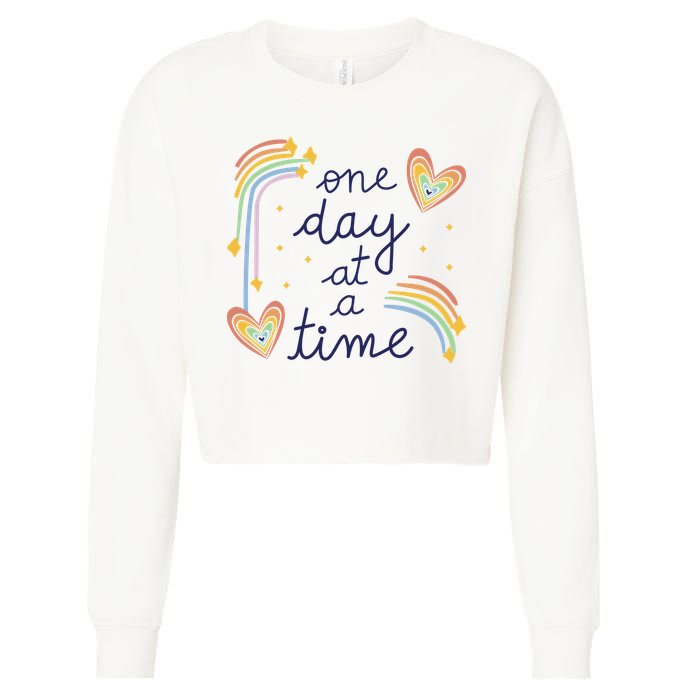 One Day At A Time Rainbow Cropped Pullover Crew