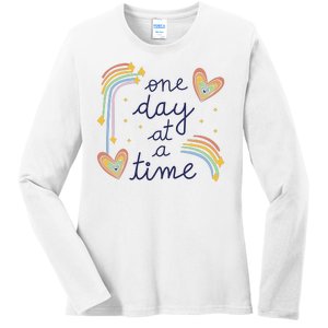 One Day At A Time Rainbow Ladies Long Sleeve Shirt