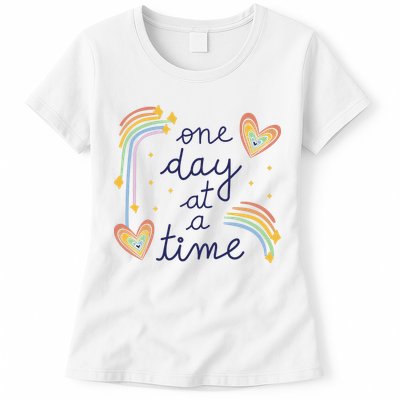 One Day At A Time Rainbow Womens T-Shirt
