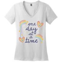 One Day At A Time Rainbow Women's V-Neck T-Shirt