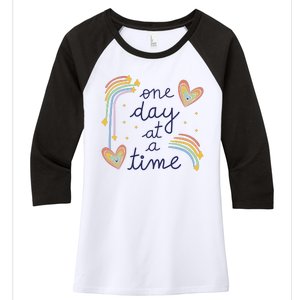 One Day At A Time Rainbow Women's Tri-Blend 3/4-Sleeve Raglan Shirt