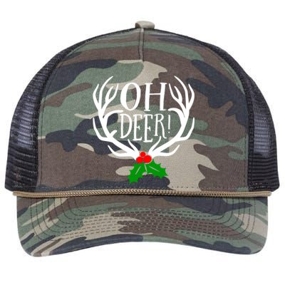 Oh Deer Antlers And Mistletoe Christmas Holiday Gift Retro Rope Trucker Hat Cap