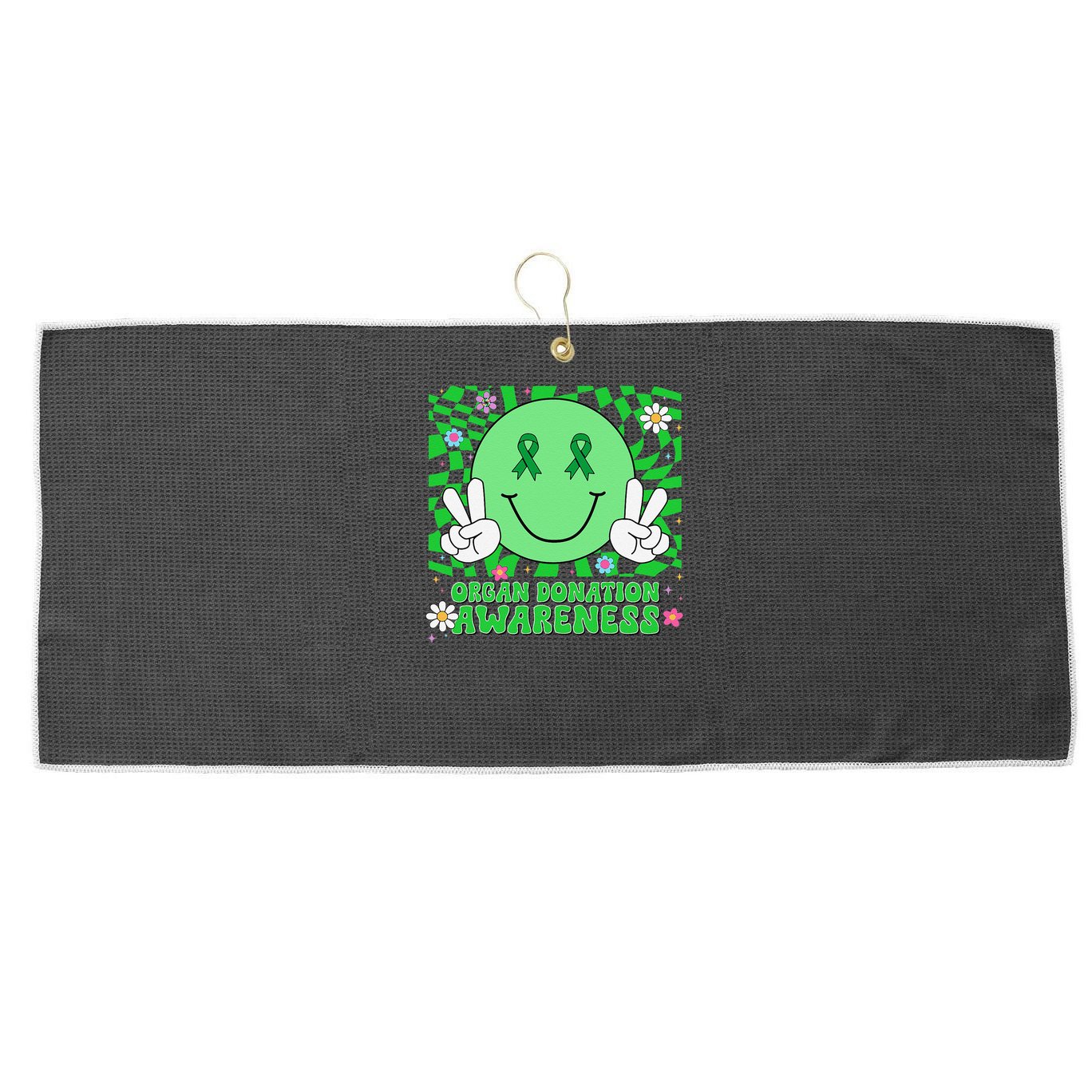 Organ Donation Awareness Smile Face Organ Donor Large Microfiber Waffle Golf Towel