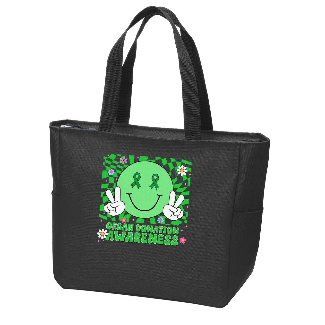 Organ Donation Awareness Smile Face Organ Donor Zip Tote Bag