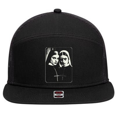 Occult Dark Art Unholy Nun Gothic 7 Panel Mesh Trucker Snapback Hat