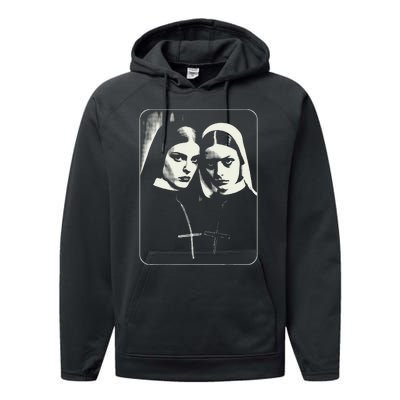 Occult Dark Art Unholy Nun Gothic Performance Fleece Hoodie