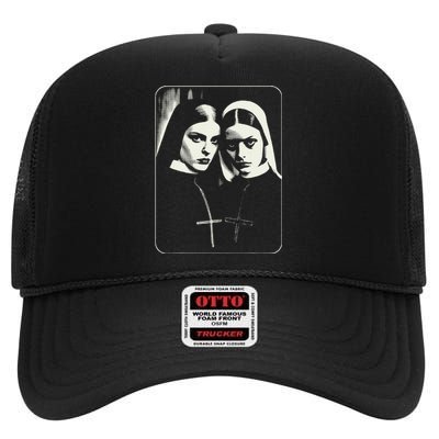 Occult Dark Art Unholy Nun Gothic High Crown Mesh Back Trucker Hat