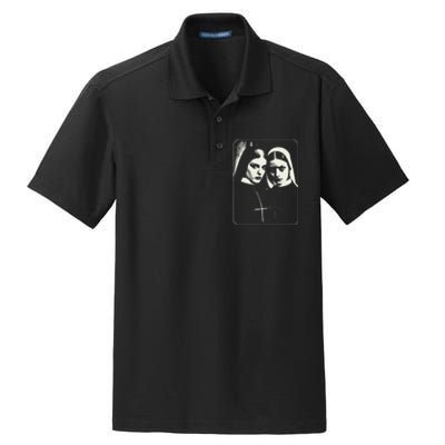 Occult Dark Art Unholy Nun Gothic Dry Zone Grid Polo