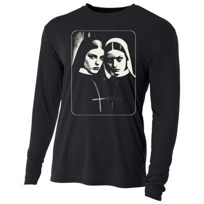 Occult Dark Art Unholy Nun Gothic Cooling Performance Long Sleeve Crew