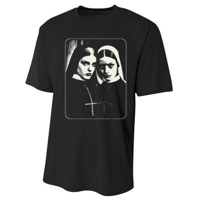 Occult Dark Art Unholy Nun Gothic Performance Sprint T-Shirt