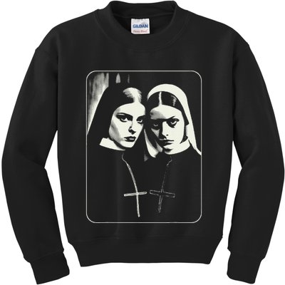 Occult Dark Art Unholy Nun Gothic Kids Sweatshirt