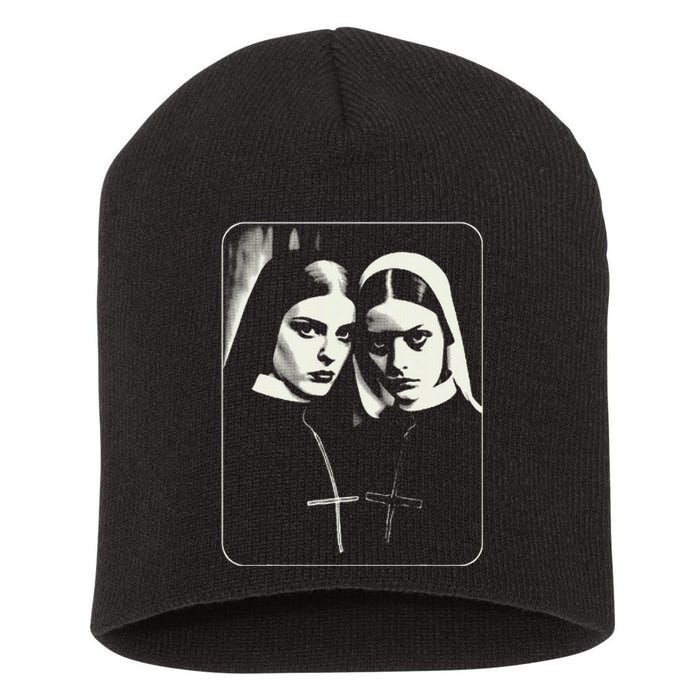 Occult Dark Art Unholy Nun Gothic Short Acrylic Beanie