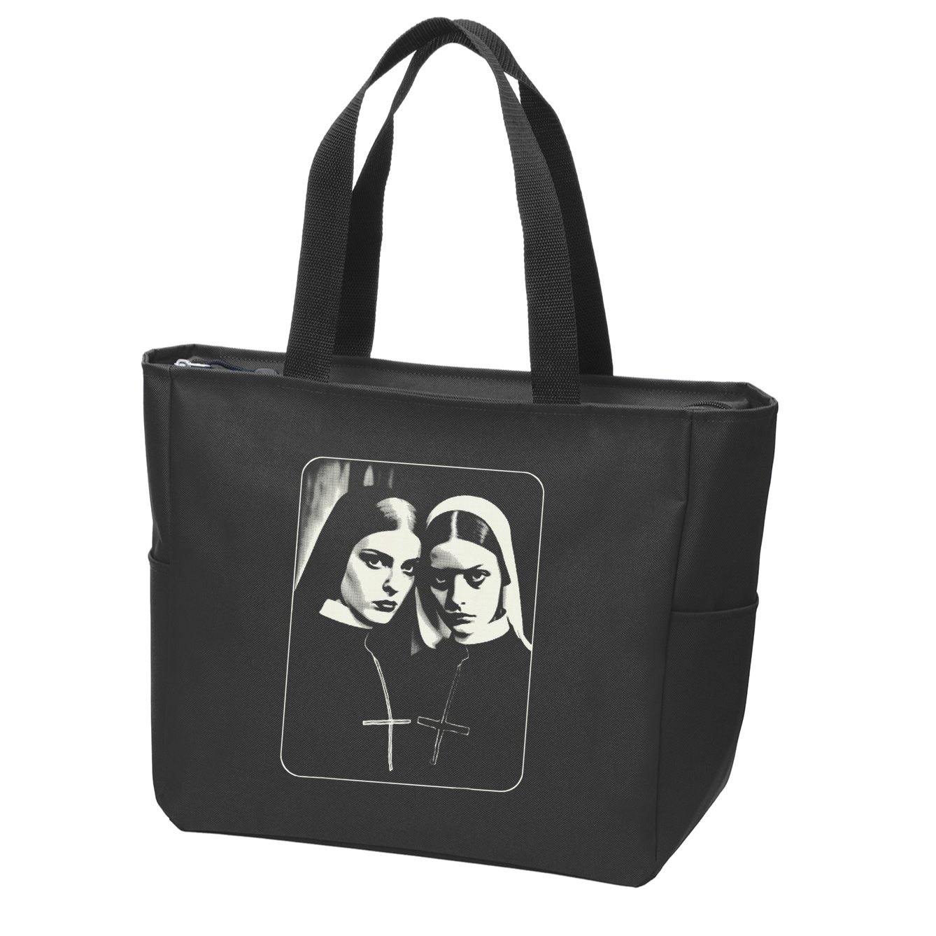 Occult Dark Art Unholy Nun Gothic Zip Tote Bag