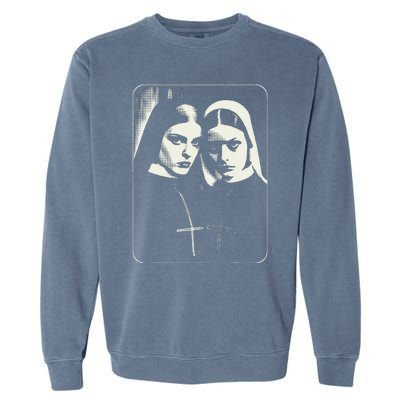 Occult Dark Art Unholy Nun Gothic Garment-Dyed Sweatshirt