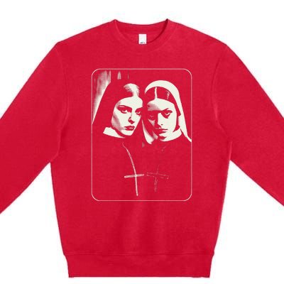 Occult Dark Art Unholy Nun Gothic Premium Crewneck Sweatshirt