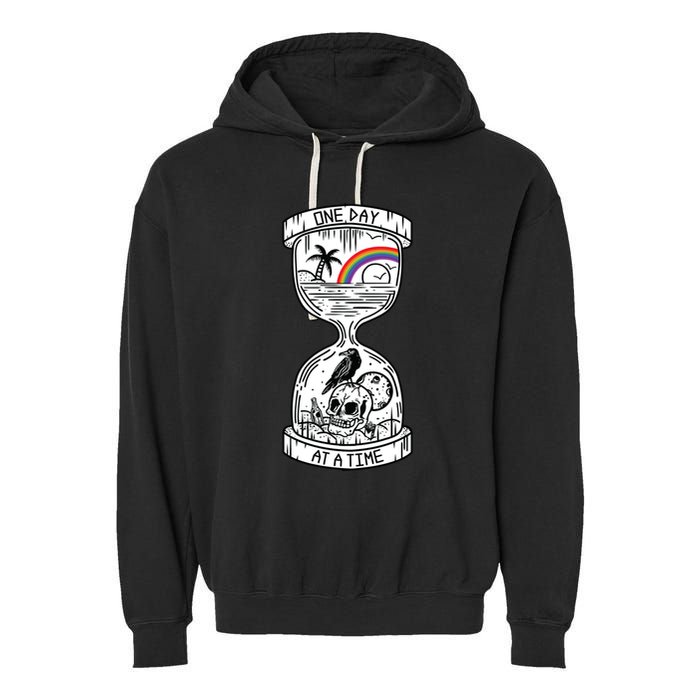 One Day At A Time Aa Na Recovery Sober Alcoholics Anonymous Meaningful Gift Garment-Dyed Fleece Hoodie